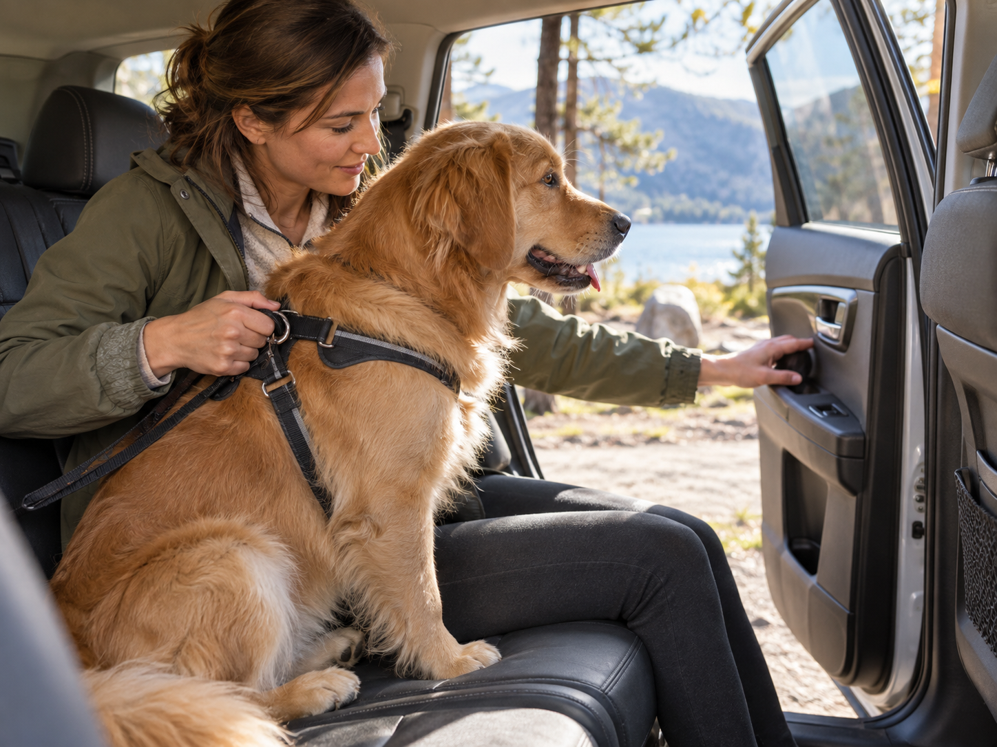 Dog sitting in a car