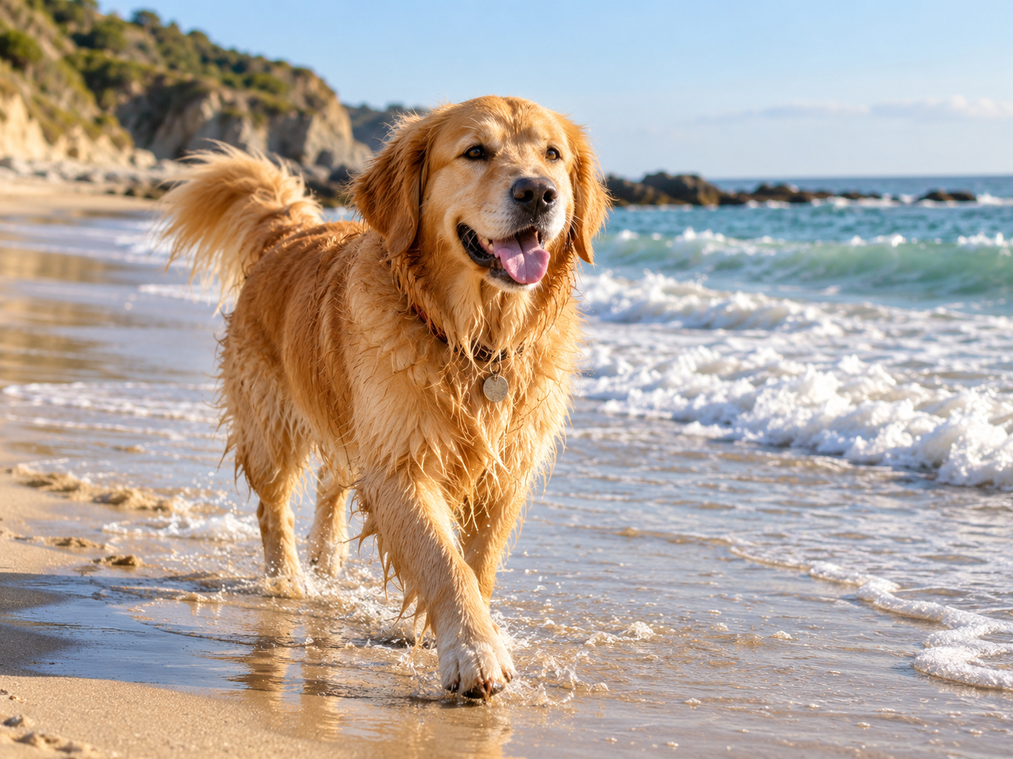 Dog running on the beach